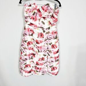 H&M Women's Floral Print Sweetheart Neck Ruched Mini Dress Size 8